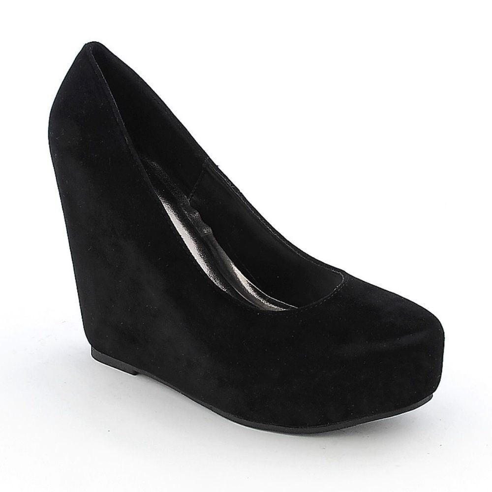 Guess Women’s Black Suede Slip On Wedge Heels